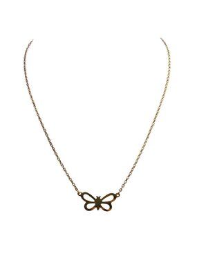 Delicate Butterfly Pendant on Vintage Gold Tone Chain Necklace